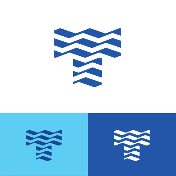 Modern T dalgası logosu. T harfi ve dalga logosu sembolü.