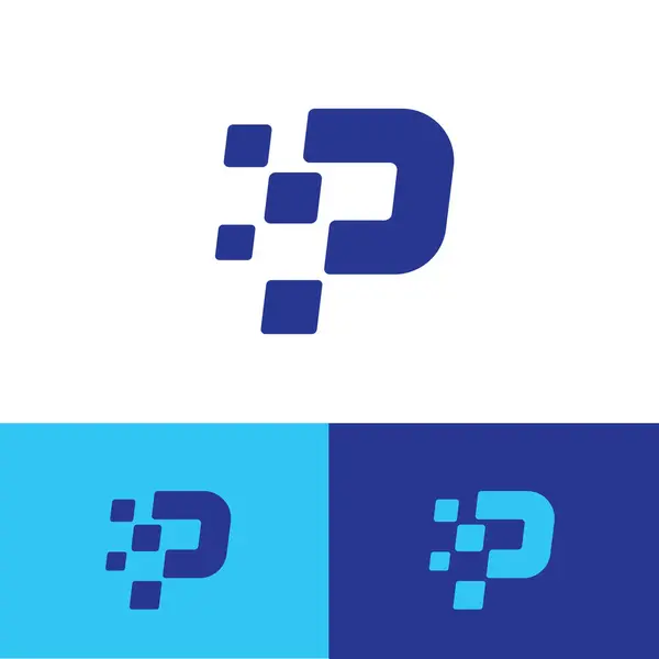 P harfi piksel monogramı. P monogram logosu yazılım şirketleri veya uygulama ürünleri için harikadır..