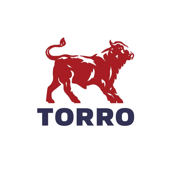 Saldırgan boğa vektör çizimi. Kızgın boğa maskotu logosu tasarımı. Boğa vektör çizim logosu. Boğa logosu silueti.