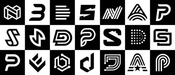 Logo monogramları! Vektör logo işaretleri koleksiyonu. D monogramları, P monogramları, S monogram vektör tasarımları. Vektör logo koleksiyonu.