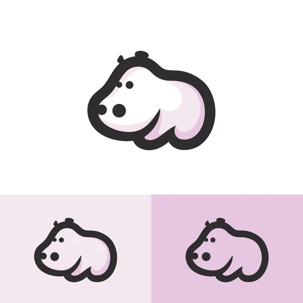 Tatlı Hippo Çizgi Film Logosu. Şirin suaygırı maskotu tasarımı. Hippo vektör logosu. Çizgi film hipopotam sembolü.