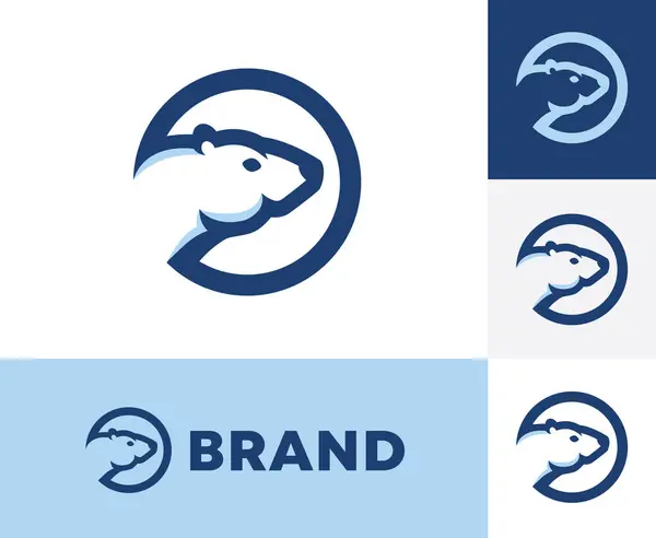 Arkadaş canlısı Kutup Ayısı maskot logosu. Tasarım modern ve ayı başı ile çemberin birleşimi..