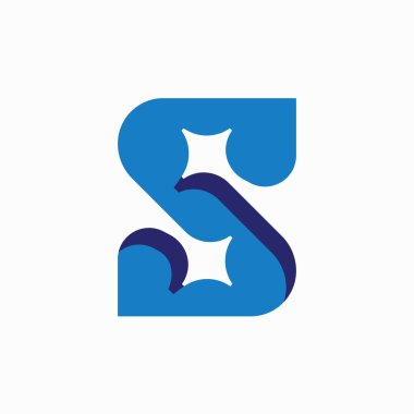 Letter S bold monogram. The logo combines the letter S and two abstract stars in motion. S stars monogram template.