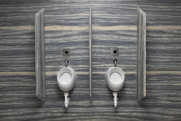 Modern Public Urinal Gray Walls One Shot Straight Frontal — Stock Photo, Image