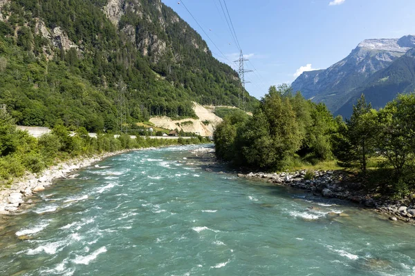 Güneşli Bir Günde Reuss Adında Bir Sviçre Nehri Muhteşem Topraklar — Stok fotoğraf