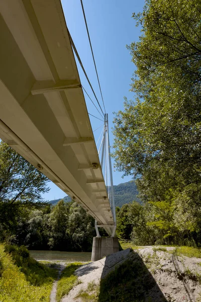 Pedestrian Bridge Middle Forest Beautiful Architecture Great Engineering Bridge Embedded — Stock Photo, Image