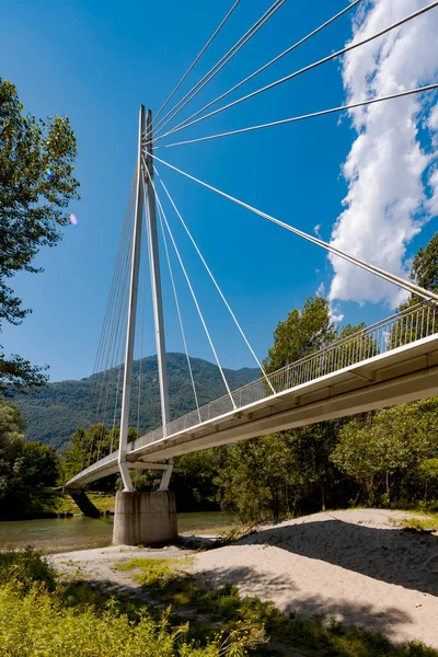 Puente Peatonal Medio Del Bosque Hermosa Arquitectura Gran Estudio Ingeniería — Foto de Stock