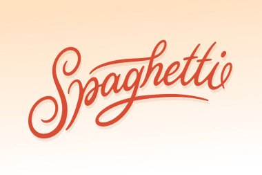 Spagetti vektör logosu tasarımı. El çizimi sanat eseri