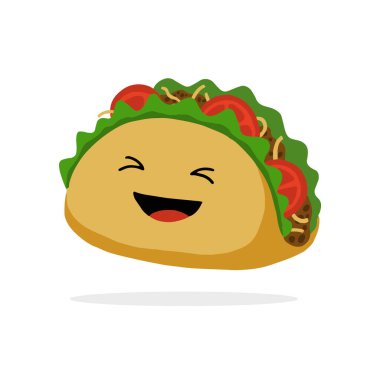 Çizgi film mutlu taco. Vektör illüstrasyonu