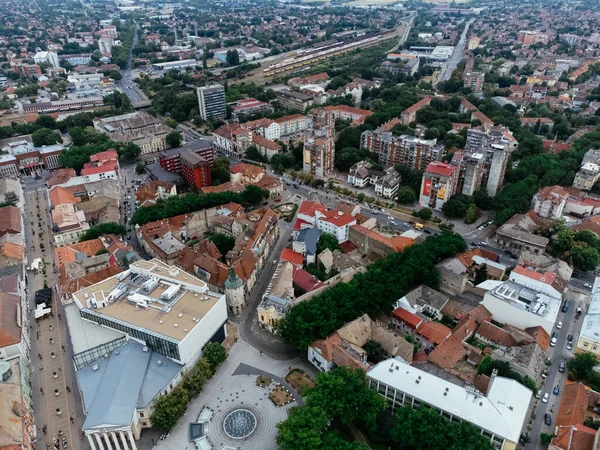 Drone Vista Del Centro Subotica Ayuntamiento Europa Serbia — Foto de Stock