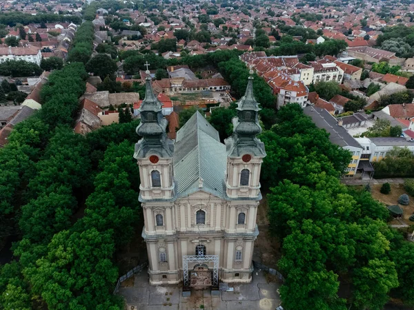 Drone Utsikt Över Theresa Avila Cathedral Subotica Serbien Stockfoto