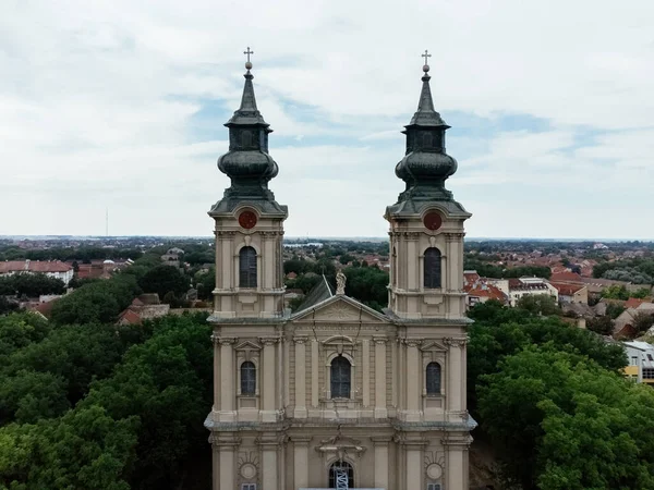 Drone Utsikt Över Theresa Avila Cathedral Subotica Serbien Stockbild