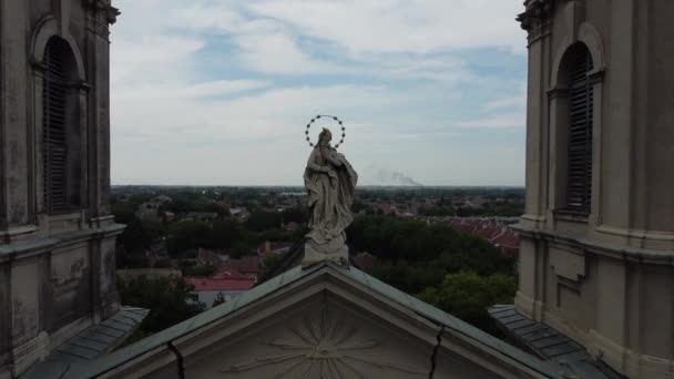 Drone Uitzicht Theresa Van Avila Cathedral Subotica Servië — Stockvideo