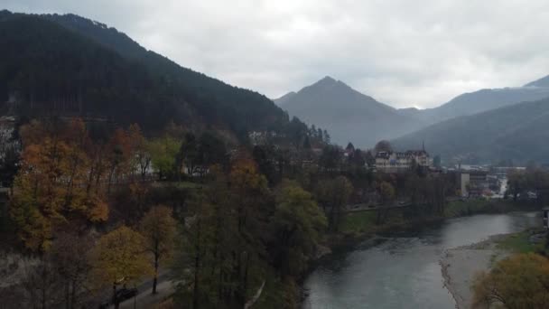 Drohnenflug Über Der Stadt Konjic Und Dem Fluss Neretva Bosnien — Stockvideo