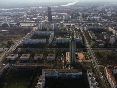 Belgrad kenti, Yeni Belgrad bölgesi insansız hava aracı görüntüsü.