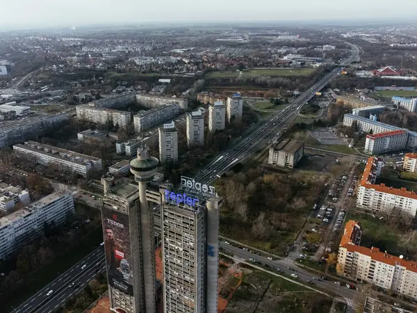 Drone Vista Ciudad Belgrado Nuevo Distrito Belgrado — Foto de Stock