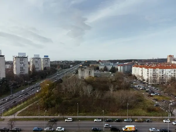 Drone Vista Ciudad Belgrado Nuevo Distrito Belgrado — Foto de Stock