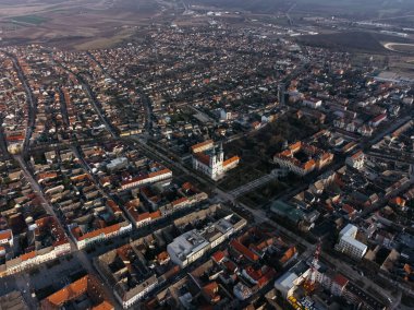 Sombor kasabası, meydan ve mimari, Sırbistan ve Avrupa Voyvodina bölgesinin insansız hava aracı görüntüsü