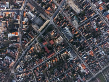 Sombor kasabası, meydan ve mimari, Sırbistan ve Avrupa Voyvodina bölgesinin insansız hava aracı görüntüsü