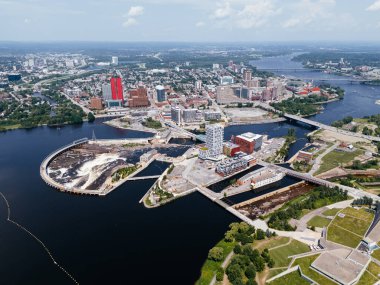 Aerial view of hydro dam in the Ottawa-Gatineau metropolitan area. clipart