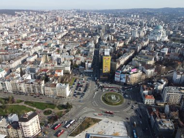 Saint Sava 'nın havadan görünüşü: Dünyanın en büyük ortodoks katedrali. Belgrad, Sırbistan ve Avrupa