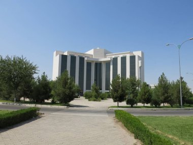 Ashgabat şehir merkezinde binalar, Türkmenistan, Asya