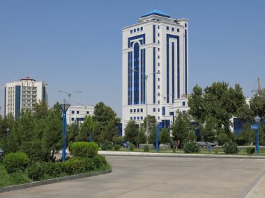 Ashgabat şehir merkezinde binalar, Türkmenistan, Asya