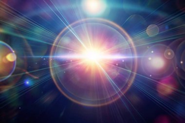 Soyut Görüntü parlaklık örtüsü. Lens işaret fişeği filtresi. Bokeh güneş ışığı sızıntısı.