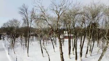 Uralsk şehir merkezinin havadan görünüşü, Central Park, şehir merkezi, Kazakistan.