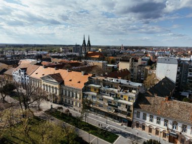 Sırbistan 'da küçük bir kasabanın havadan görünüşü. Panchevo