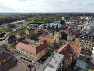 Sırbistan 'da küçük bir kasabanın havadan görünüşü. Panchevo. Batı Avrupa
