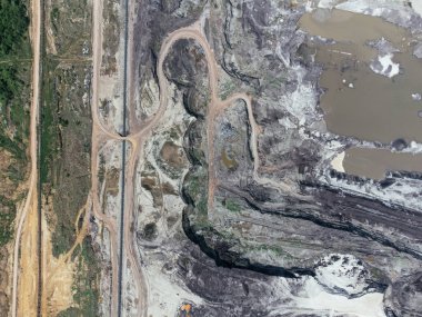 Kömür madenciliğinde Kolubara çukuru bu arada. Lazarevac, Sırbistan.