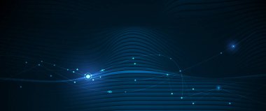 Vektör molekülü, Ağ, noktaları birbirine bağlayan çizgiler, mavi arkaplan teknolojisi. Web sitesi için soyut internet ağ bağlantısı tasarımı. Dijital veri, iletişim, bilim ve gelecekçi kavram