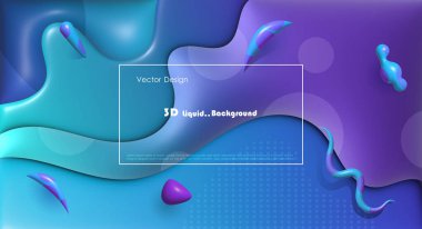 Illustration abstract dynamic liquid-fluid shape, gradient color background. 3d rendering bubble shape,element minimal vector. Modern graphic design three-dimensional for poster cover, banner template