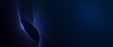 Vektör soyut siber uzay ve mavi çizgi desen hareketi, koyu mavi arkaplan üzerinde grafik tasarımı. İllüstrasyon fütüristik bağlantı, yüksek teknoloji, geri grup için enerji dijital teknoloji kavramı