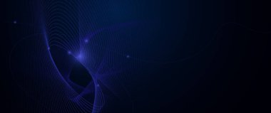 Vektör soyut siber uzay ve mavi çizgi desen hareketi, koyu mavi arkaplan üzerinde grafik tasarımı. İllüstrasyon fütüristik bağlantı, yüksek teknoloji, geri grup için enerji dijital teknoloji kavramı
