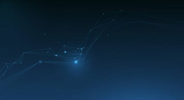 Vektör molekülü, Ağ, noktaları birbirine bağlayan çizgiler, mavi arkaplan teknolojisi. Web sitesi için soyut internet ağ bağlantısı tasarımı. Dijital veri, iletişim, bilim ve gelecekçi kavram