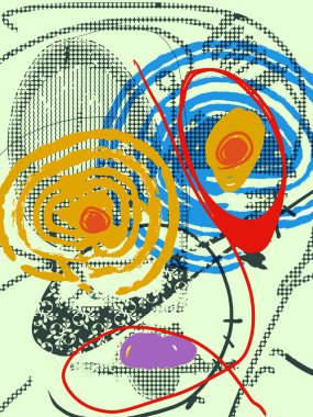 Vektör çizimi soyut, çizim sanatı, yüz, canlı, renkli ve basit bir tasarım. Arkaplan, poster ve afiş için. Modern çağdaş, sanatsal ifade ve minimalist tasarım