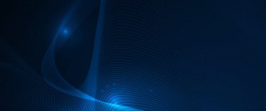 Vektör soyut siber uzay ve mavi çizgi desen hareketi, koyu mavi arkaplan üzerinde grafik tasarımı. İllüstrasyon fütüristik bağlantı, yüksek teknoloji, geri grup için enerji dijital teknoloji kavramı