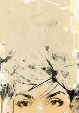Soyut Illustration insan vektör sanatı. Kadın portresi. Modern grafik tasarım, çizim, suluboya, doku öğesi ile yaratıcı şekil, arka plan, poster, afiş, manken