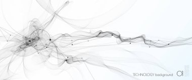 Vektör illüstrasyon molekülü, Ağ Bağlantısı. Geometrik şekil elementi, dalga çizgisi, nokta, beyaz arkaplanda. Web sitesi için modern grafik tasarımı. Dijital Teknoloji, Bilim, Fütürist Konsept