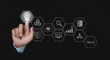 Quality management certification and standardization proces, ISO certified business, conformity to international standards and quality assurance or QA and Quality Control or QC.