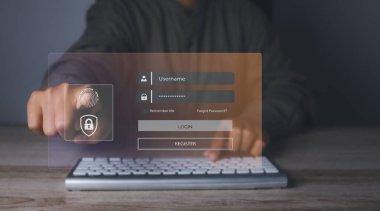 Fingerprint scanner futuristic digital processing of biometric identification. Secure access granted by valid fingerprint scan, cyber security on internet of digital programs futuristic applications.