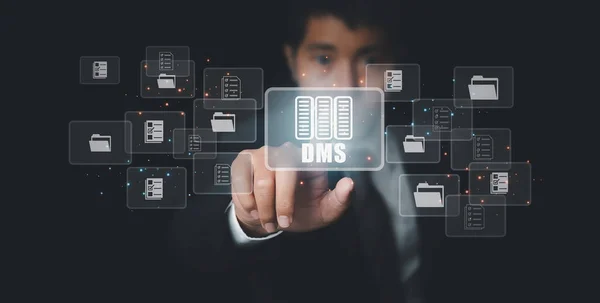 Document Management System Dms Businessman Access Business Connection Online Documentation Stock Obrázky