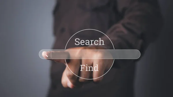 Suchen Internet Daten Informationen Netzwerkkonzept Suchmaschinenoptimierung Seo Networking Die Hand — Stockfoto
