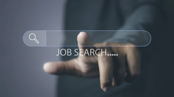 Αναζήτηση Εργασίας Τεχνολογία Αναζήτησης Δεδομένων Βελτιστοποίηση Μηχανών Αναζήτησης Άτομο Χέρι — Φωτογραφία Αρχείου