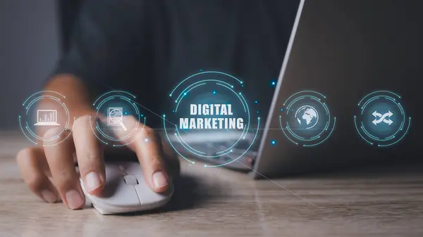 Digital Marketing Creative Process Business Управління Операціями Інтернет Технологій План Ліцензійні Стокові Зображення