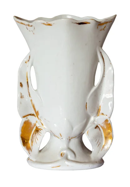 法国老式婚纱花瓶 用19世纪的白瓷和金瓷制成 — 图库照片