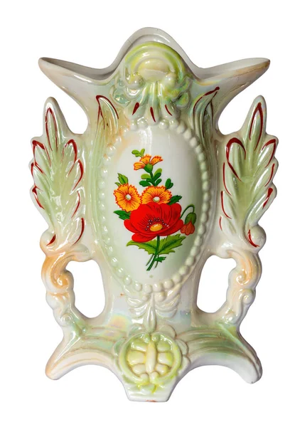 Vintage French Wedding Vase White Gold Porcelain 19Th Century — Stock Photo, Image