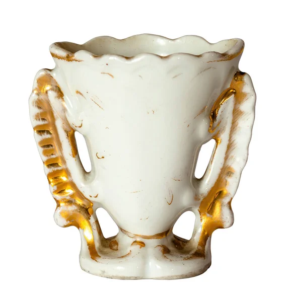 Vintage Francouzská Svatební Váza Bílém Zlatém Porcelánu Století — Stock fotografie